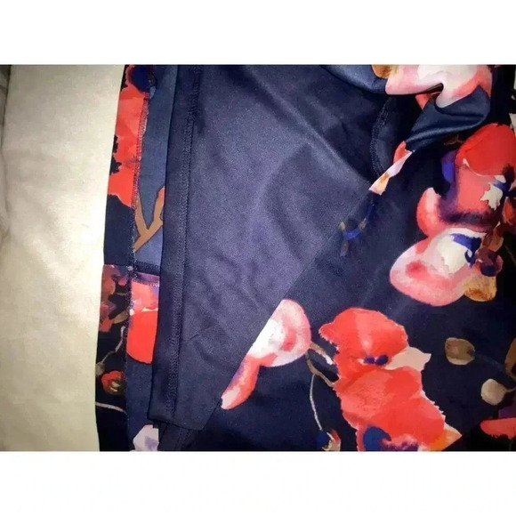 Ellen Tracy Blue Floral A Line Dress Lined Short Sleeve - Picture 8 of 11